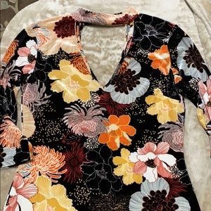 Fall floral velvet dress